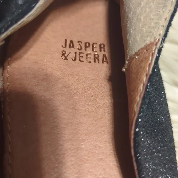 Anthropologie Jasper & Jeera Rani Jeweled Beaded Flats Metallic Black gray Sz 8 - Picture 2 of 4